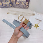 3.0cm Reversible Calfskin Leather Belt – Rotating Metal Buckle