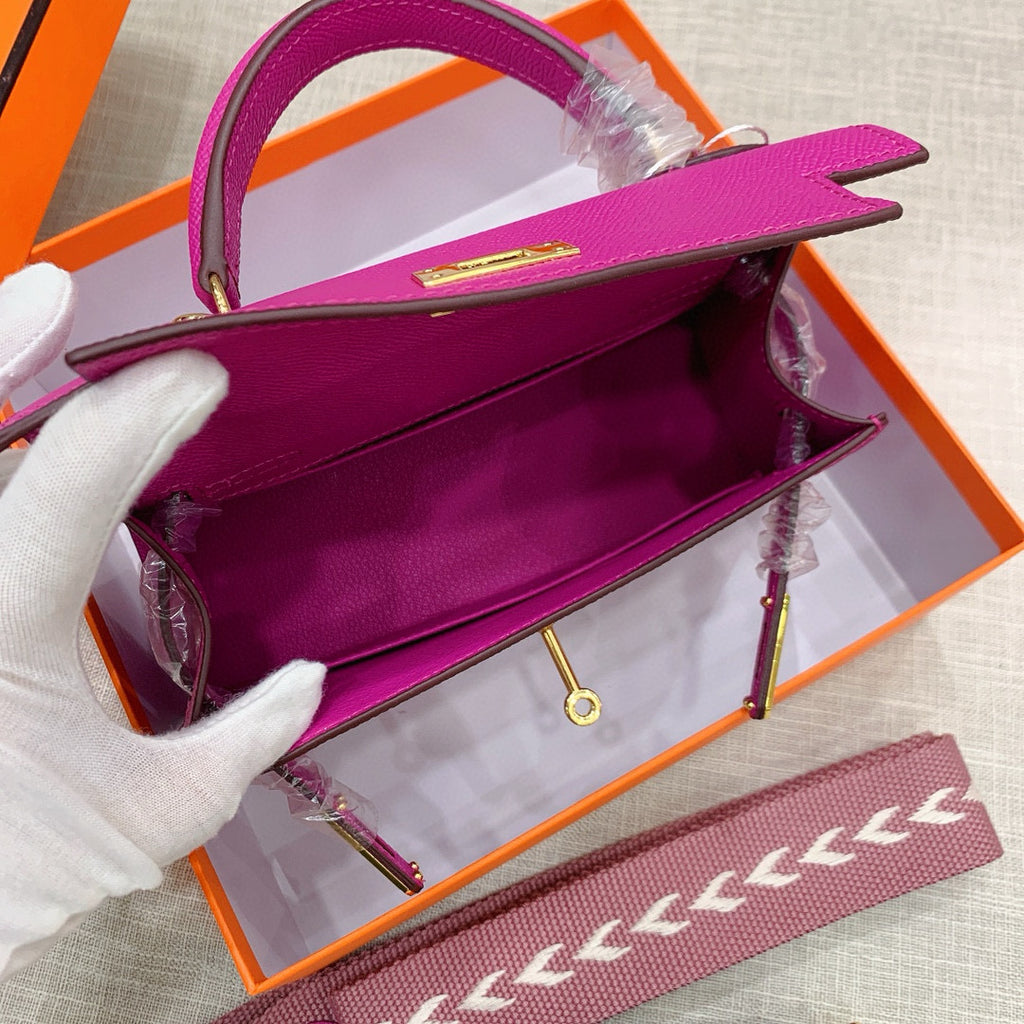 Kelly Palm-Grain Leather Structured Handbag