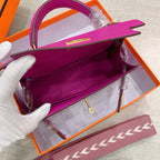 Kelly Palm-Grain Leather Structured Handbag