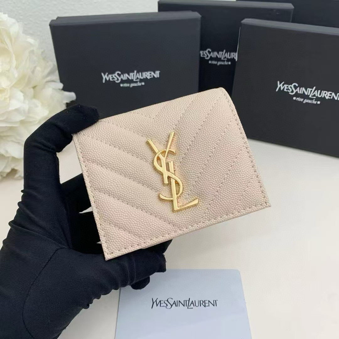 Y Compact Leather Bi-Fold Wallet