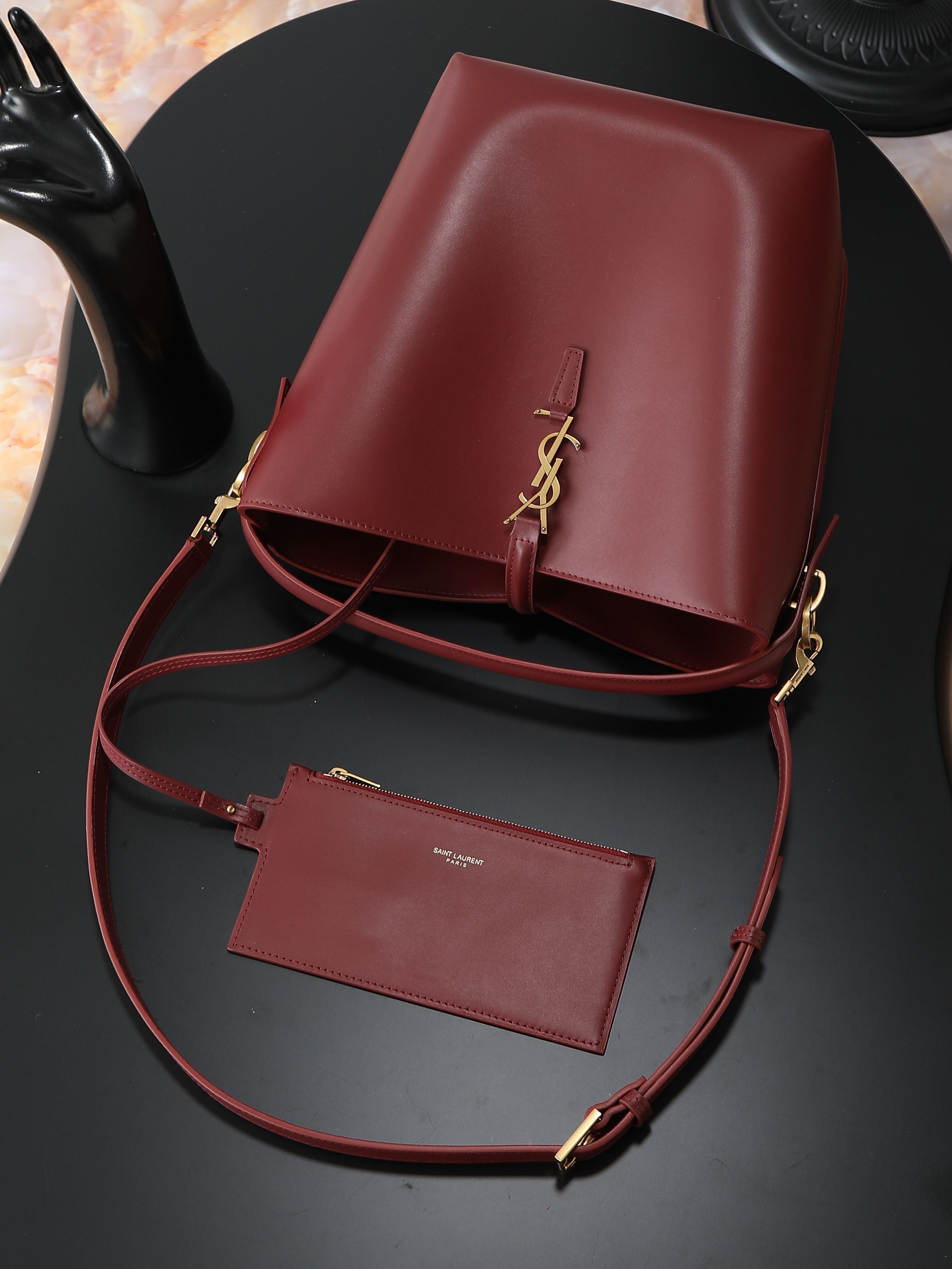 Bucket Bag | LE 37 | Smooth Calfskin | Dark Red (Premium Quality )