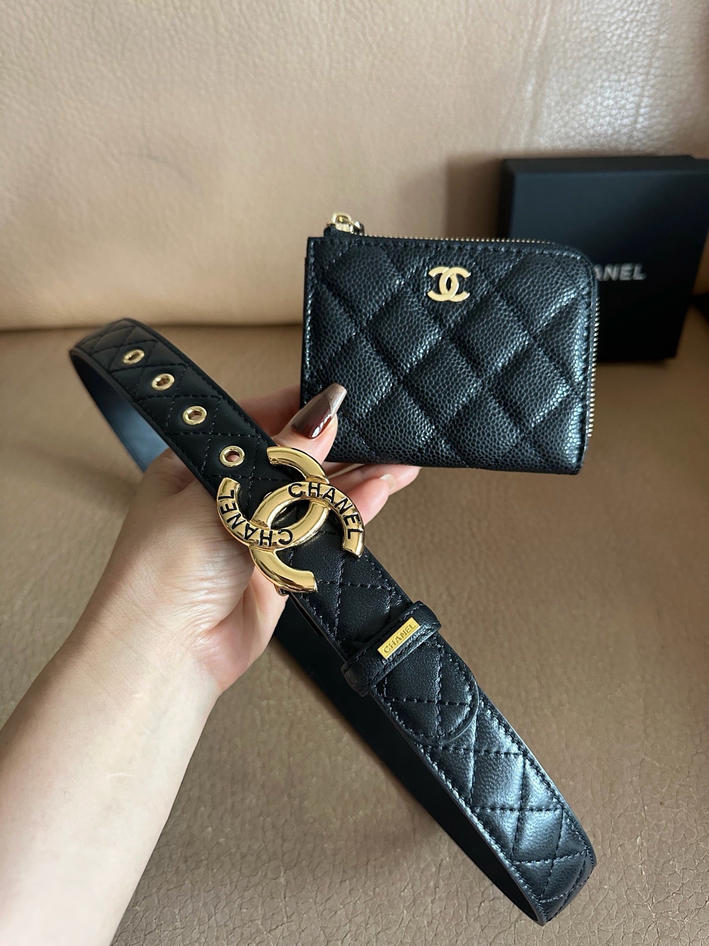 Black & Gold Quilted Belt