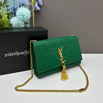 Y*S*L Crocodile Embossed Tassel Bag