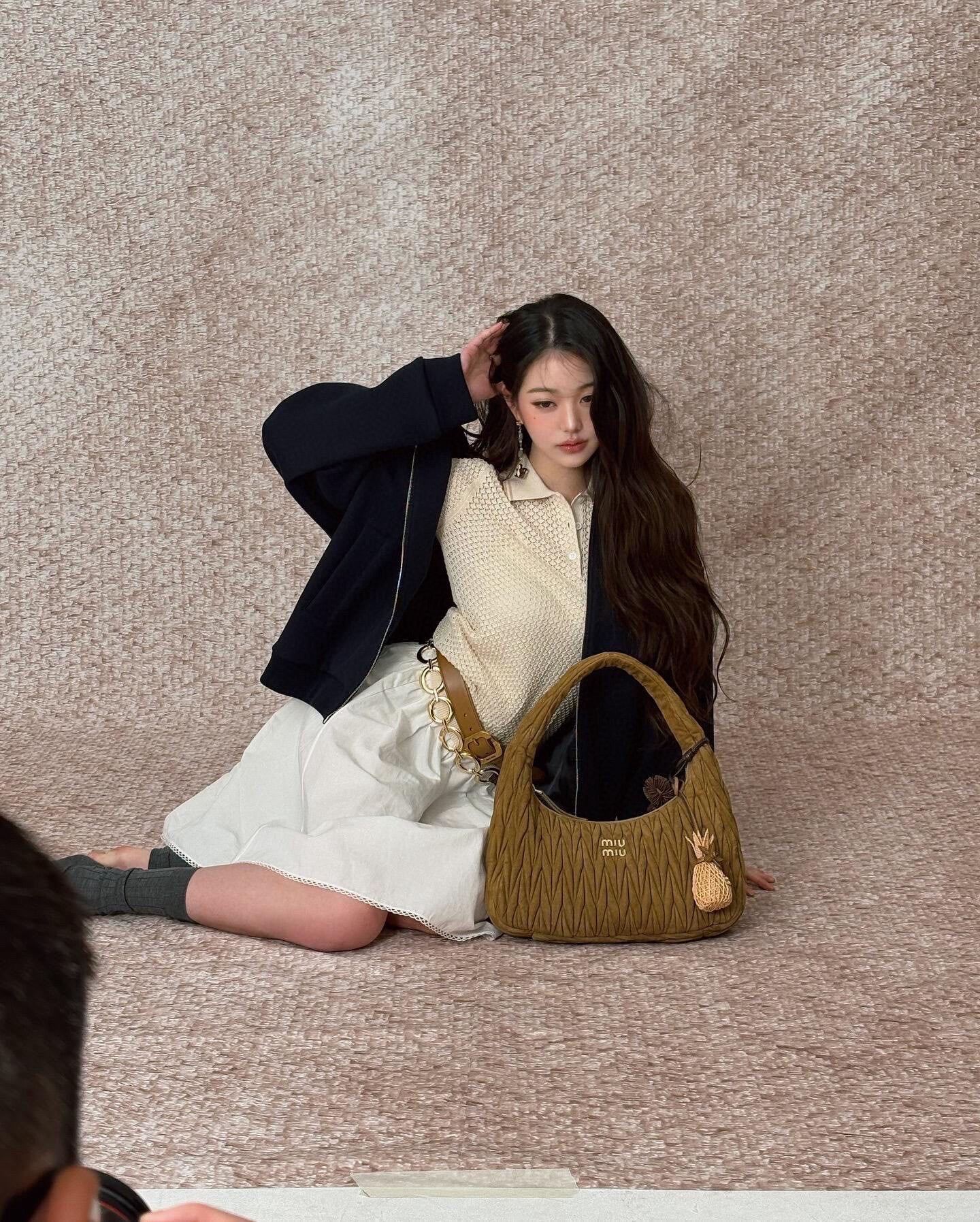 Quilted Suede-Lambskin Shoulder Bag