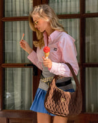 Quilted Suede-Lambskin Shoulder Bag