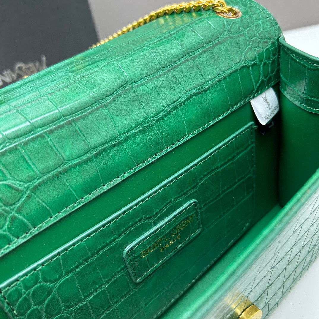 Y*S*L Crocodile Embossed Tassel Bag