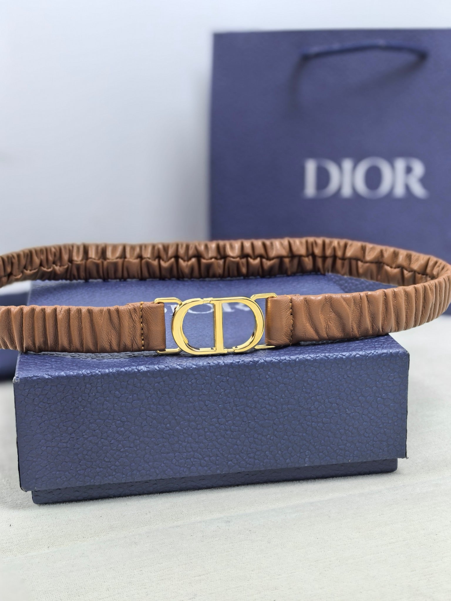 Gold Buckle Elastic Waist Belt