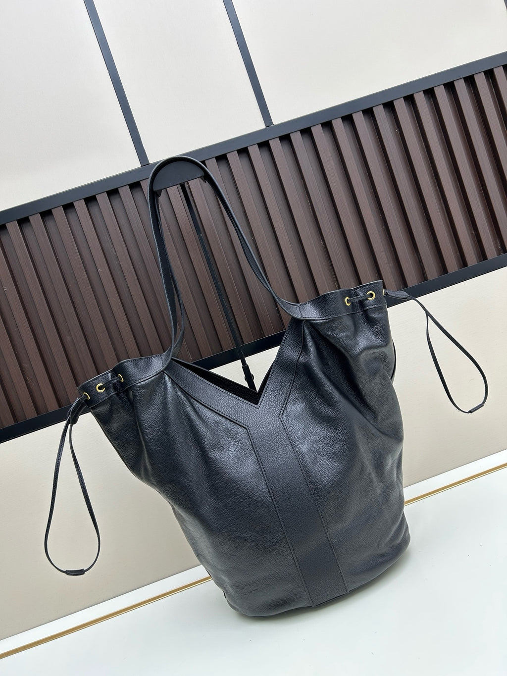 Y Soft-Grain Leather Tote Bucket Bag
