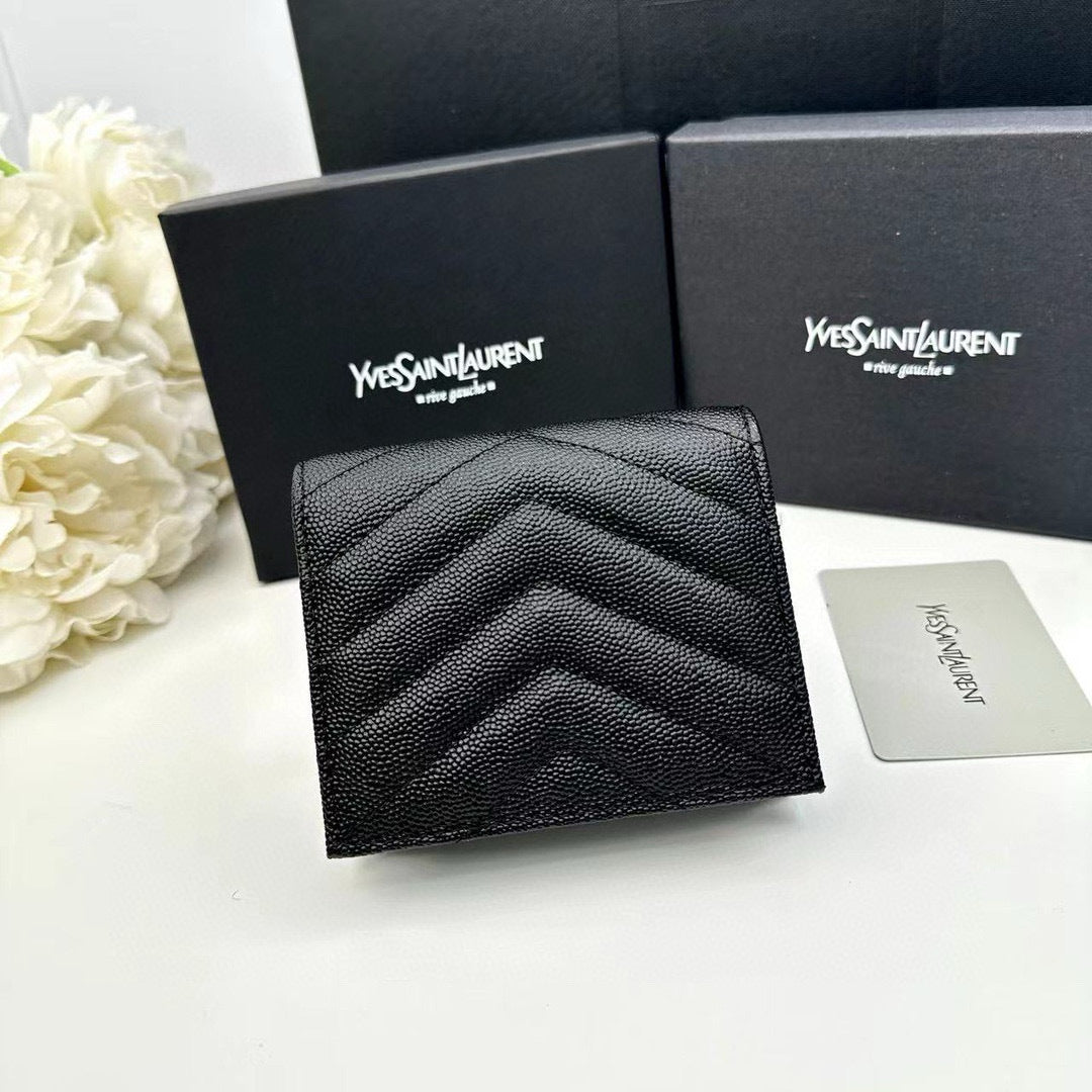 Y Compact Leather Bi-Fold Wallet