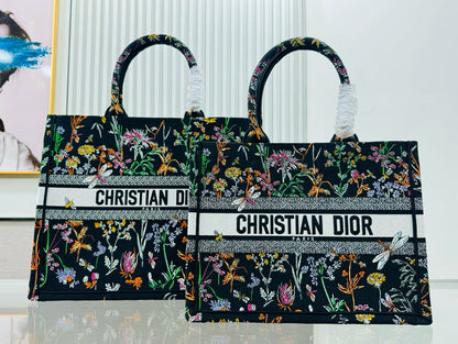 D!or Book Tote (BLACK floral)