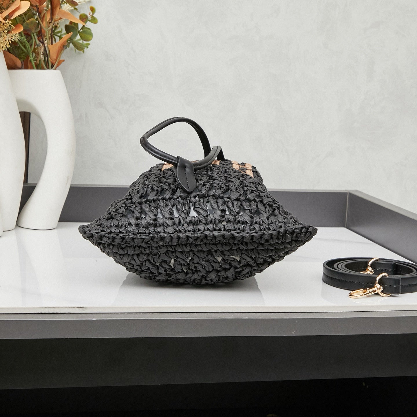 M. M Woven Bucket Bag