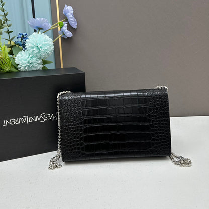 Y*S*L Crocodile Embossed Tassel Bag