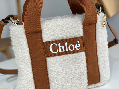 Ch*l*o*e : Furry wooden tote bag