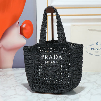 P*ra*da Raffia Tote Bag