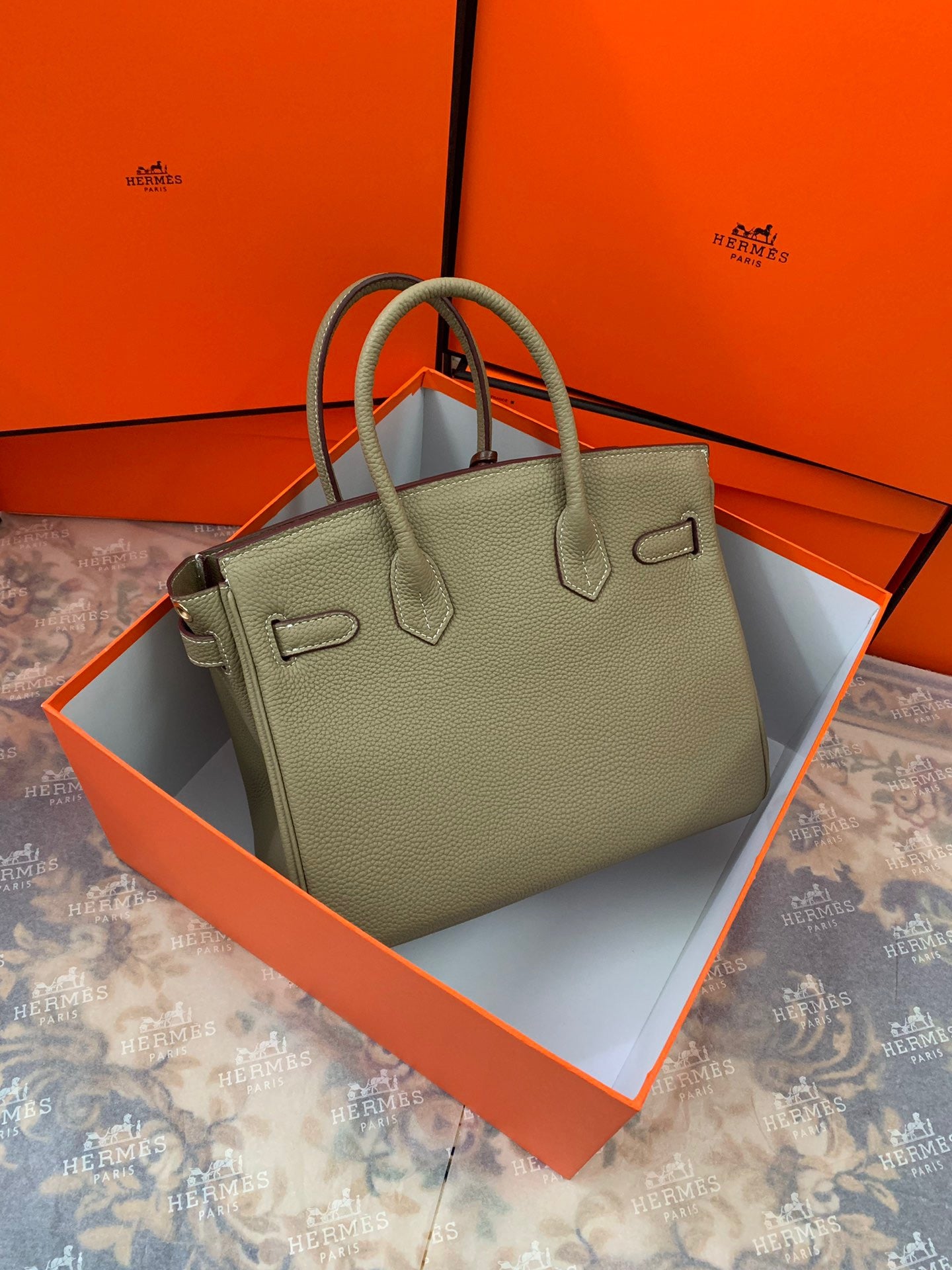 Birkin Platinum Color-Blocked Women's Bag from the Exclusive TOGO Series