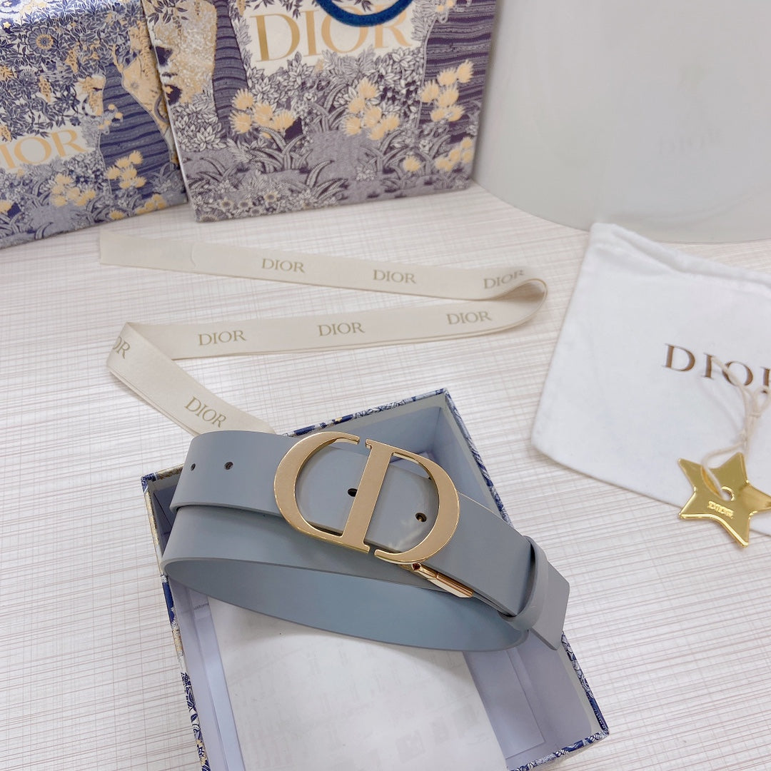 3.0cm Reversible Calfskin Leather Belt – Rotating Metal Buckle