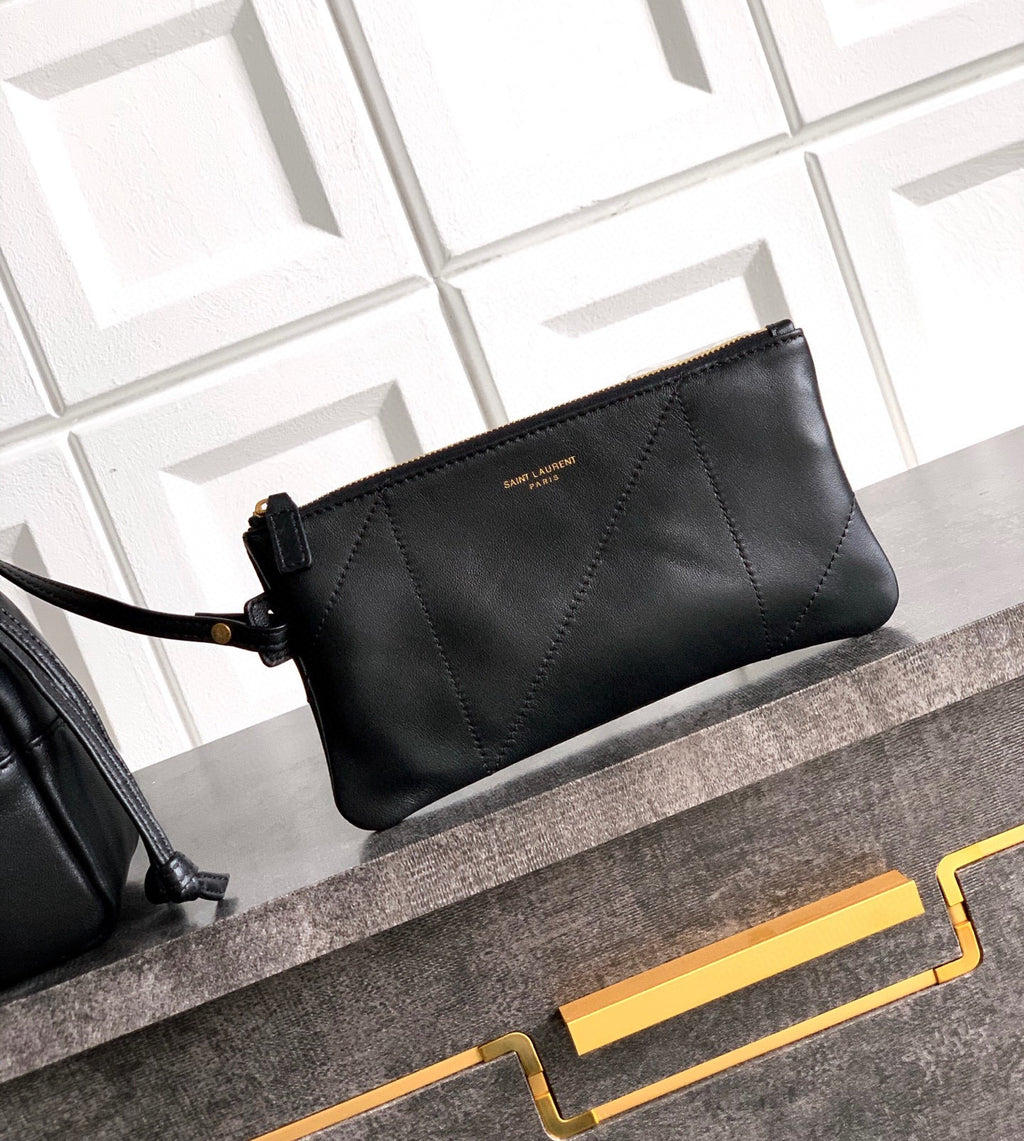 Elegant Black Lambskin Shoulder Tote