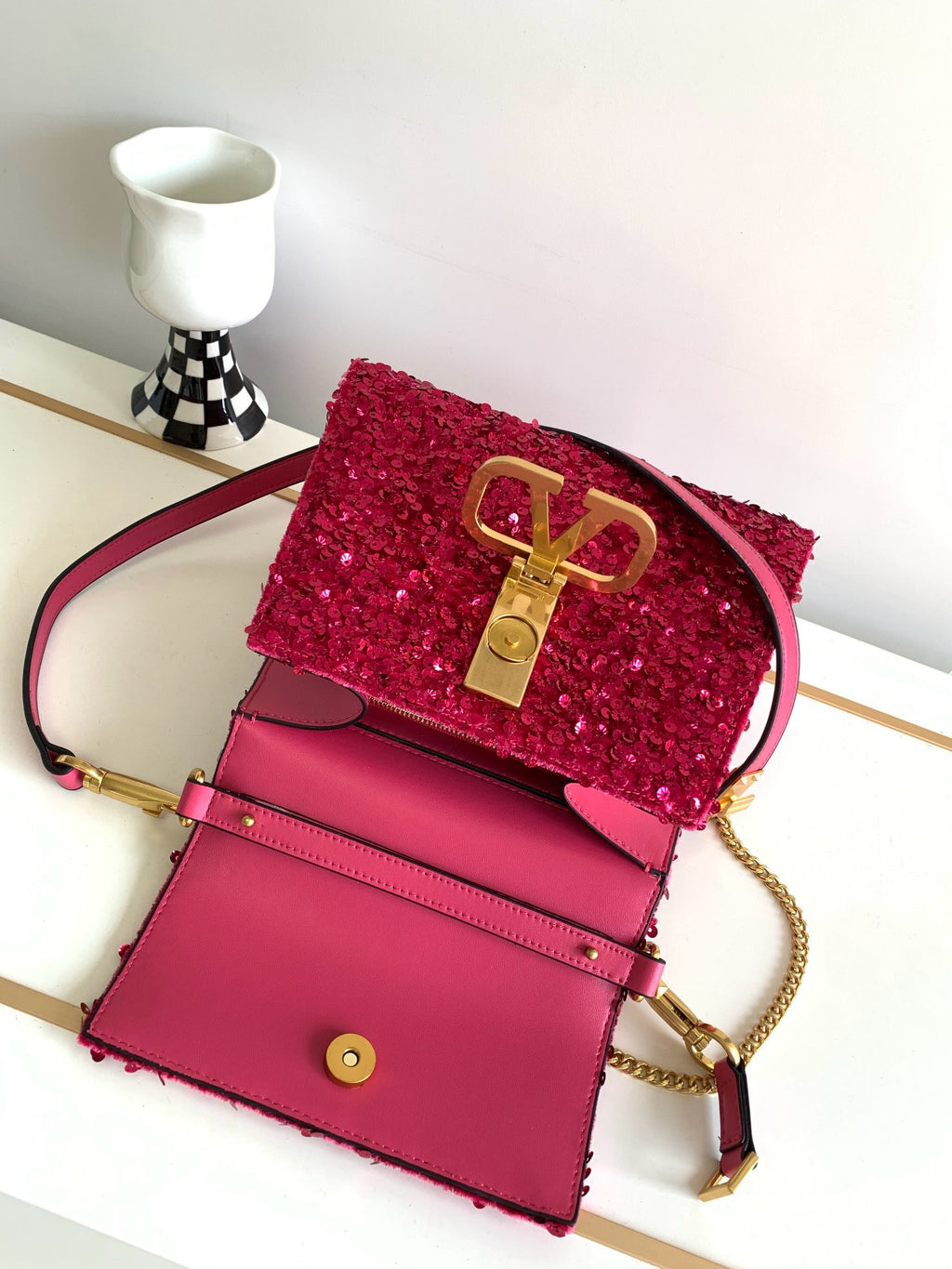 V-SLING 3D Embroidered Sequin Bag | 9866 MTX