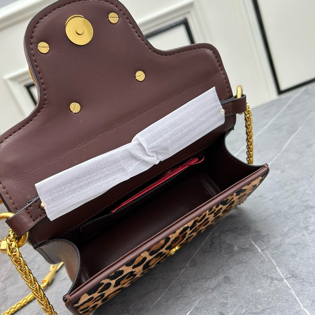 Leopard Print Logo Loco Calfskin Bag