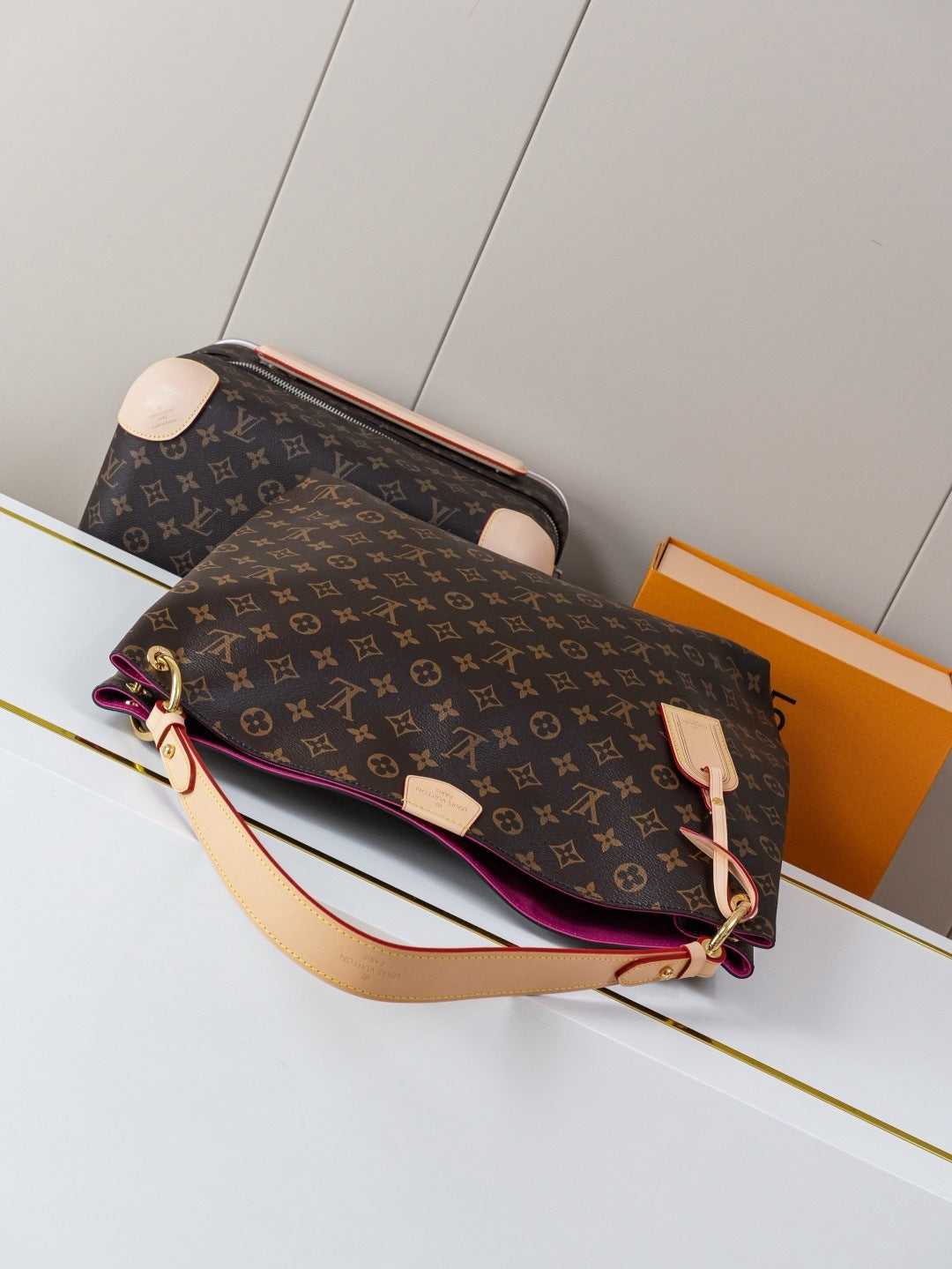 Monogram Canvas Shoulder Bag MM | Pivoine Pink | Premium quality