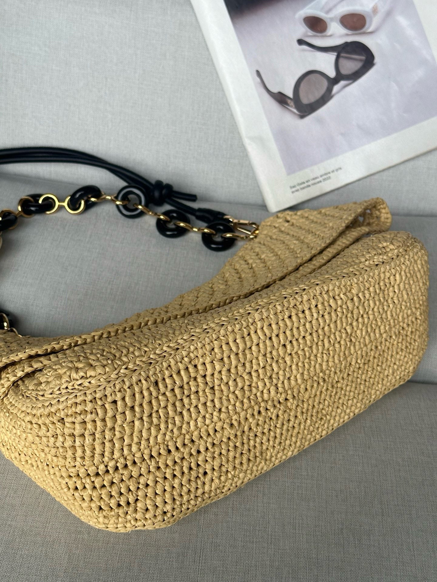 Woven Straw Bag | 7019A | Chain Strap (Premium Quality )