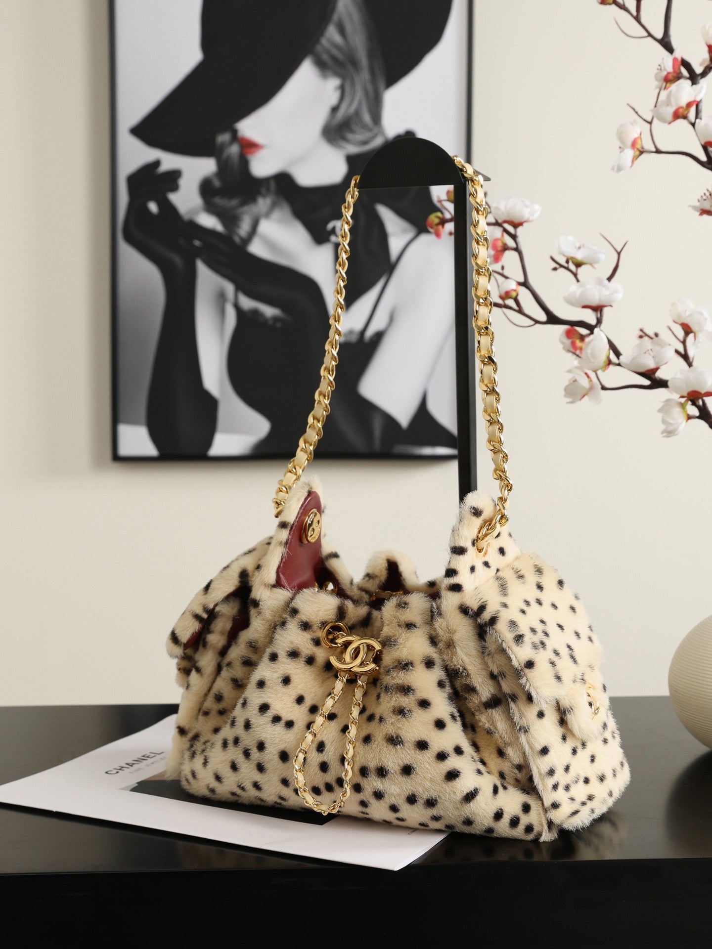 Spotted leopard plush Hobo bag (Premium quality )