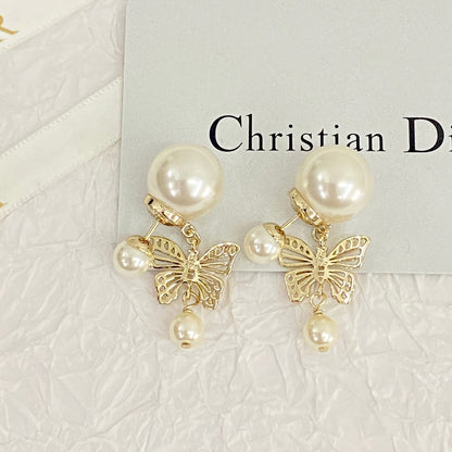 D*I*O*R Pearl Butterfly Stud Earrings: Exquisite Elegance for Every Occasion