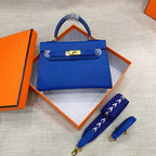 Kelly Palm-Grain Leather Structured Handbag