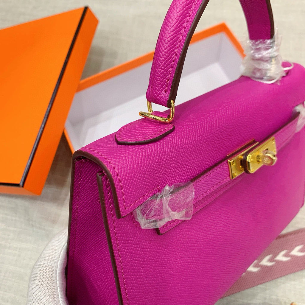 Kelly Palm-Grain Leather Structured Handbag