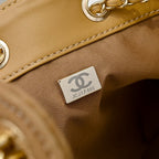 Quilted Hobo Bucket Bag — Vintage Black &amp; Gold