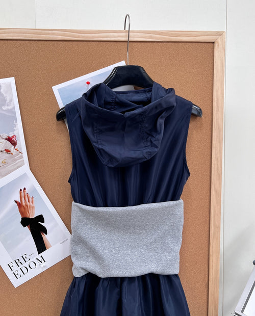 26SS Colorblock Hooded Tech Dress