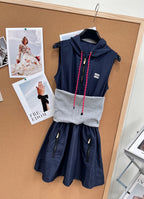 26SS Colorblock Hooded Tech Dress