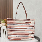 Handwoven Rainbow Embroidered Raffia Tote Bag