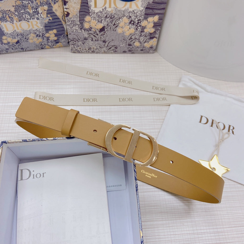 3.0cm Reversible Calfskin Leather Belt – Rotating Metal Buckle