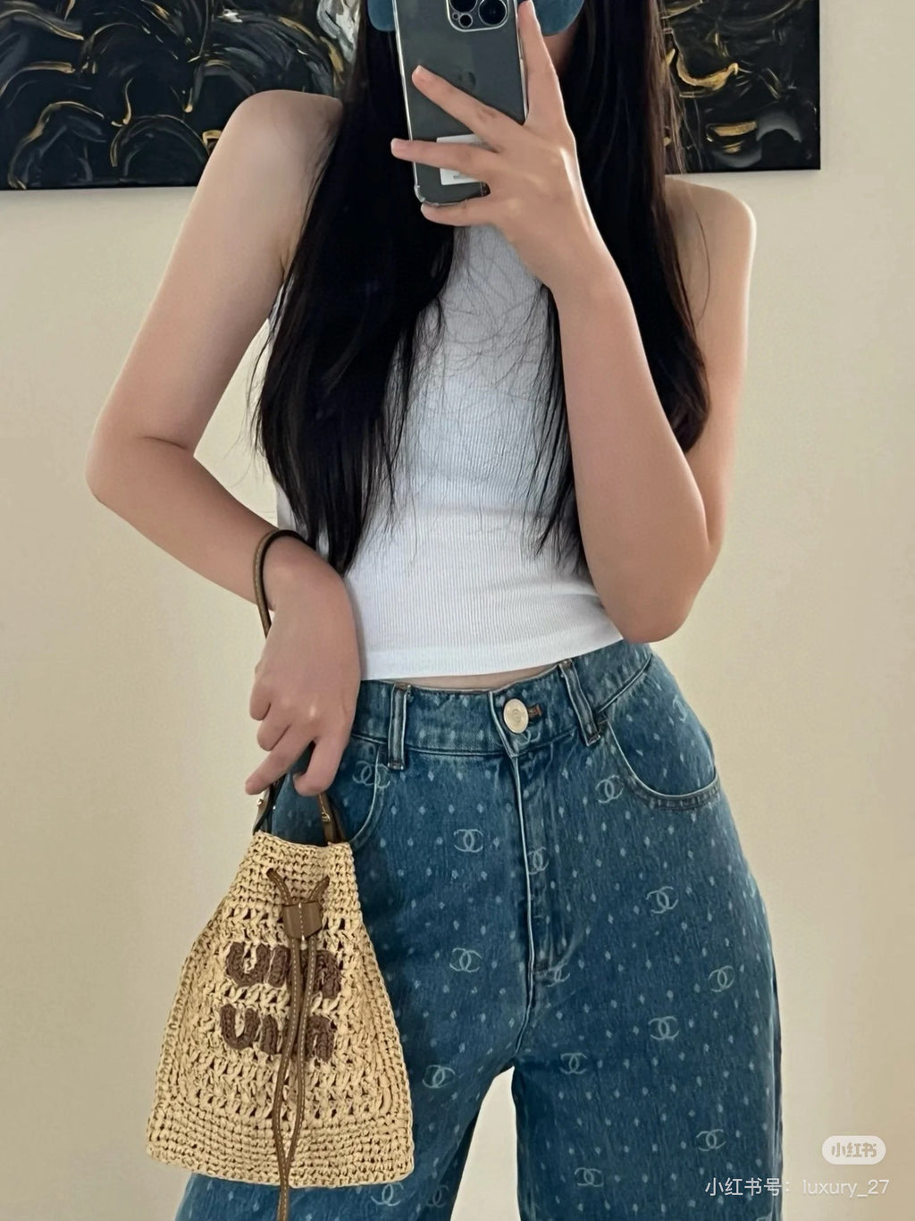 M. M Woven Bucket Bag