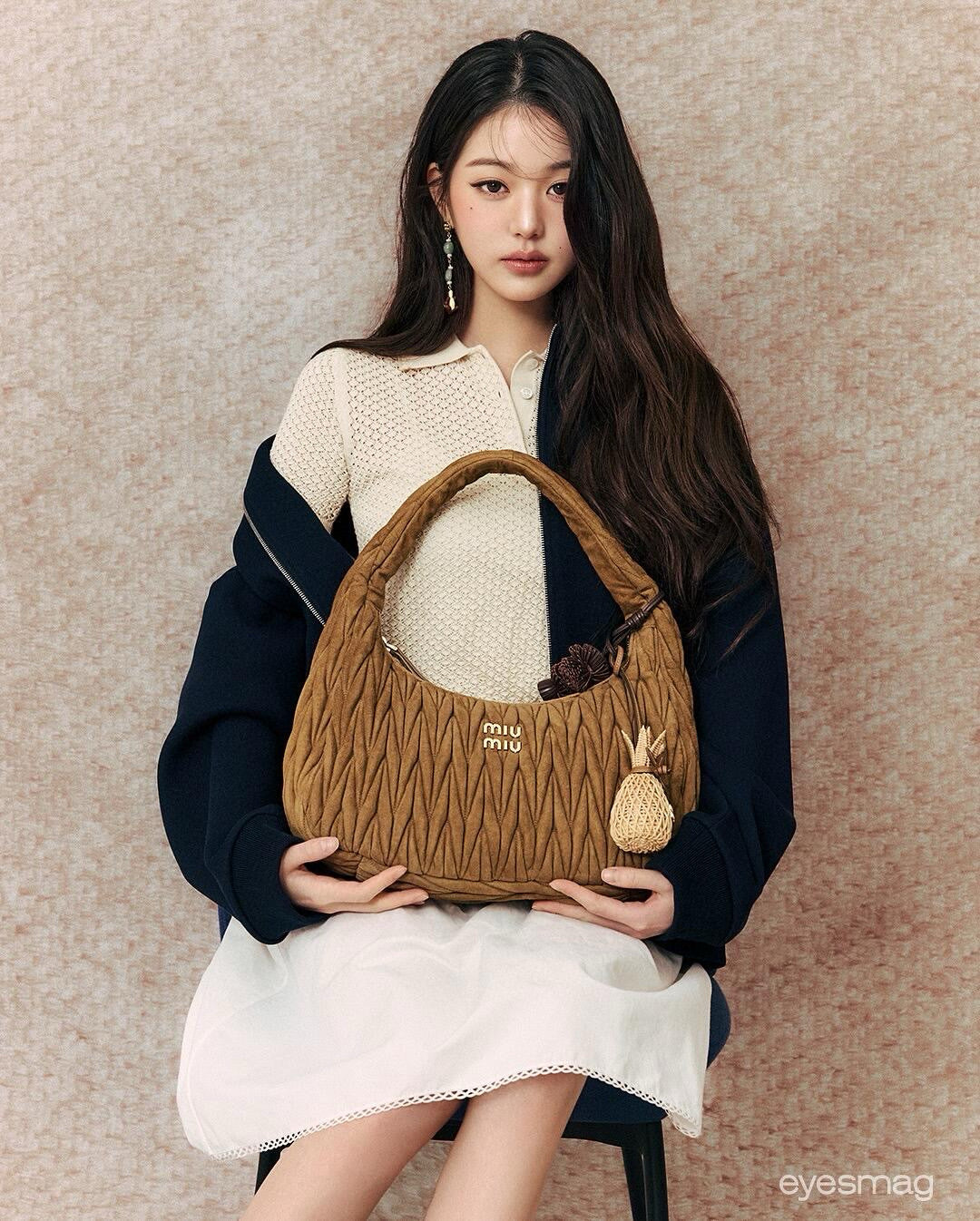 Quilted Suede-Lambskin Shoulder Bag