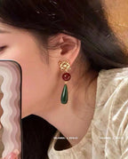 18K Gold-Plated Carnelian Teardrop Earrings