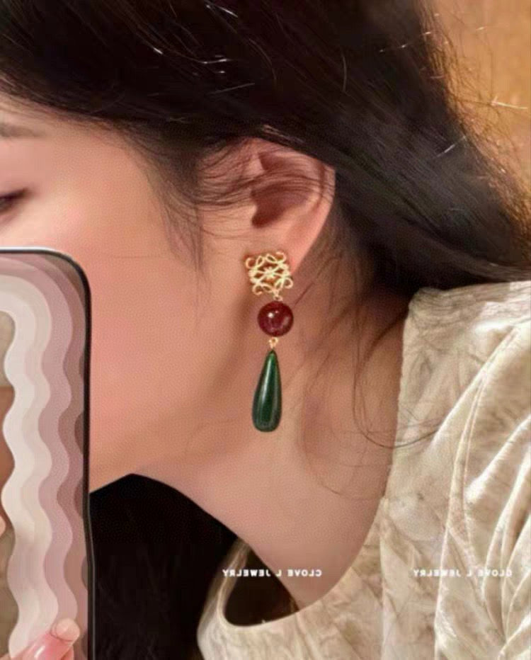 18K Gold-Plated Carnelian Teardrop Earrings