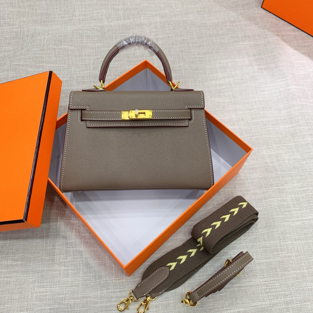 Kelly Palm-Grain Leather Structured Handbag