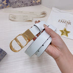 3.0cm Reversible Calfskin Leather Belt – Rotating Metal Buckle