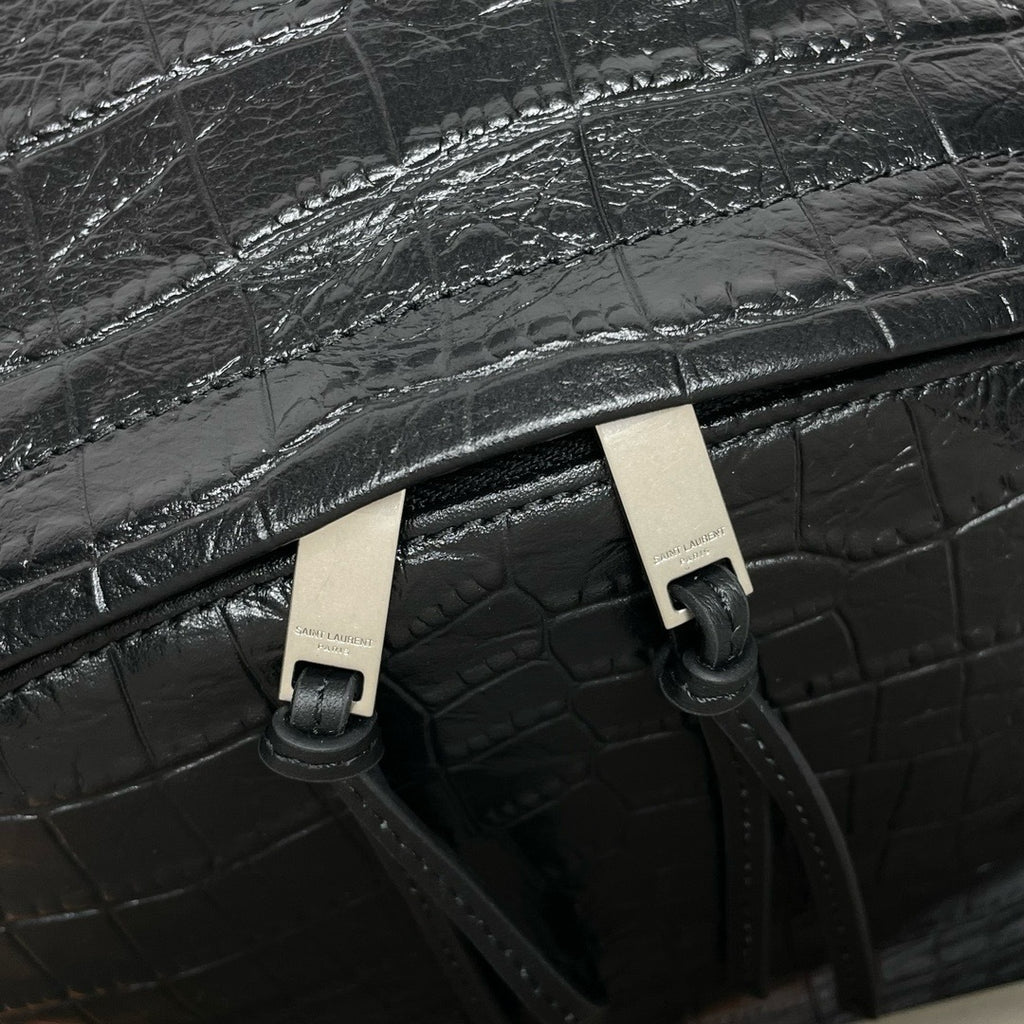 Crocodile-Embossed Leather Backpack