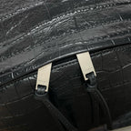 Crocodile-Embossed Leather Backpack