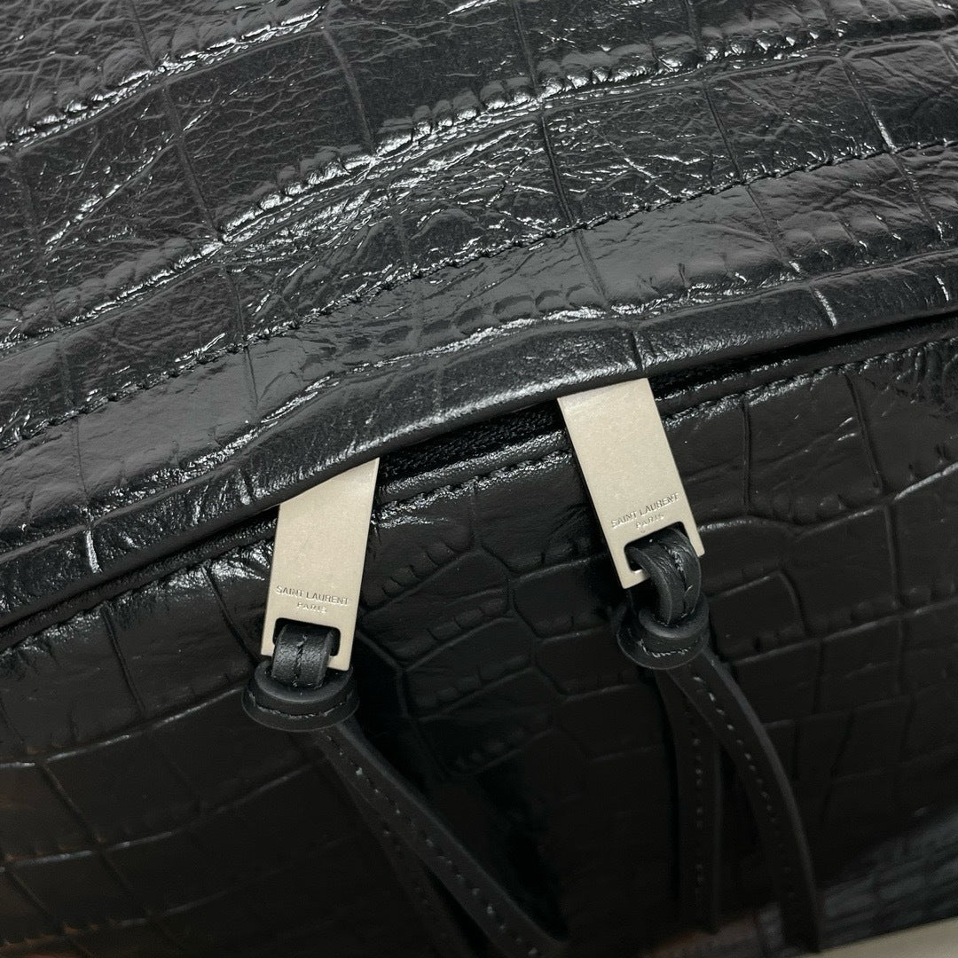 Crocodile-Embossed Leather Backpack