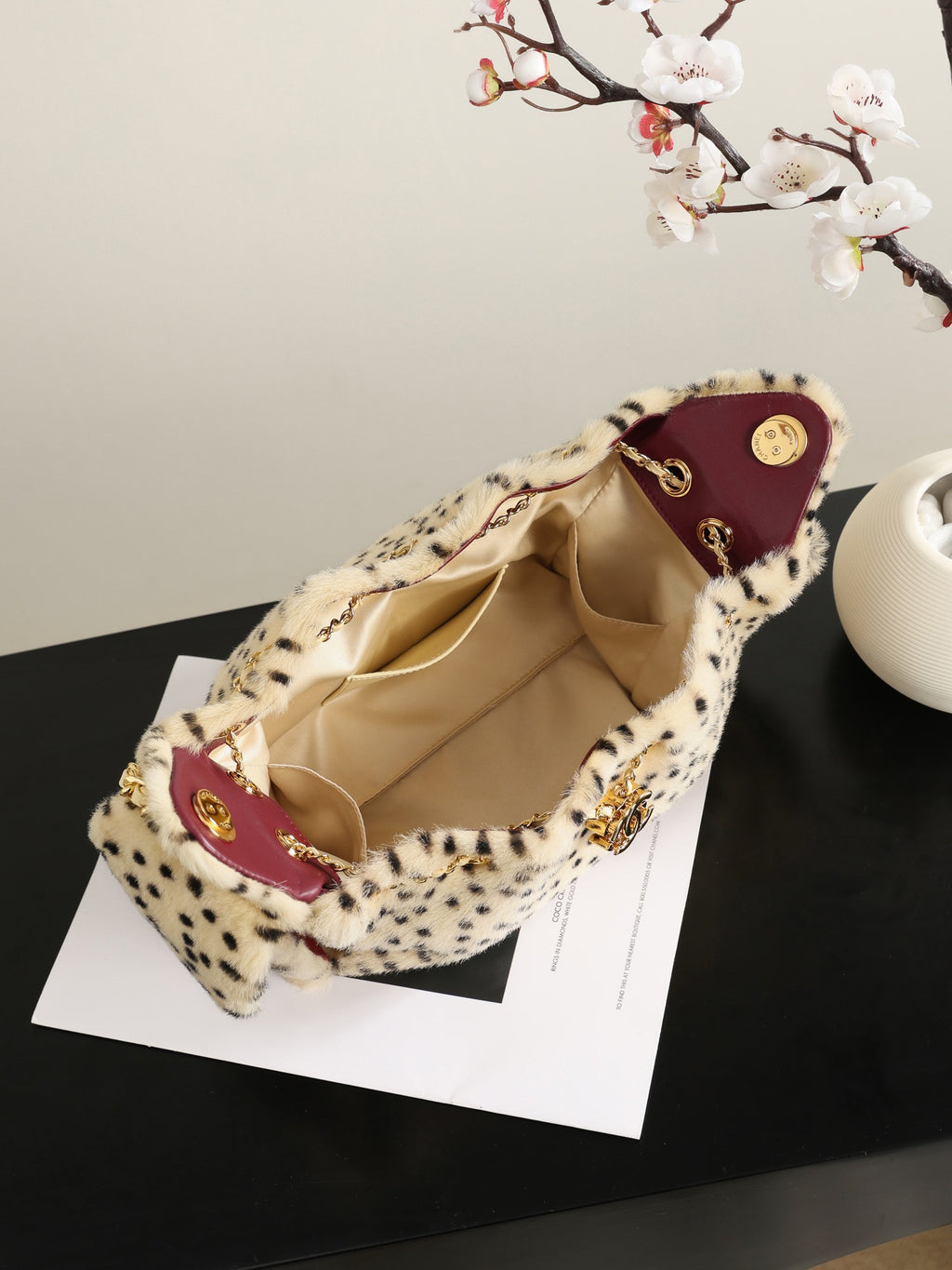 Spotted leopard plush Hobo bag (Premium quality )