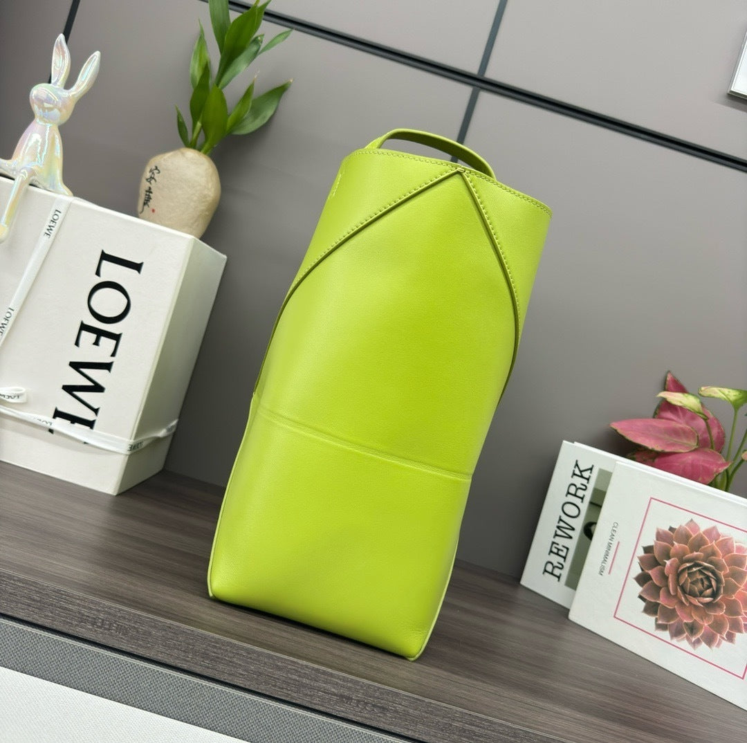 Glossy Leather Puzzle Fold Tote