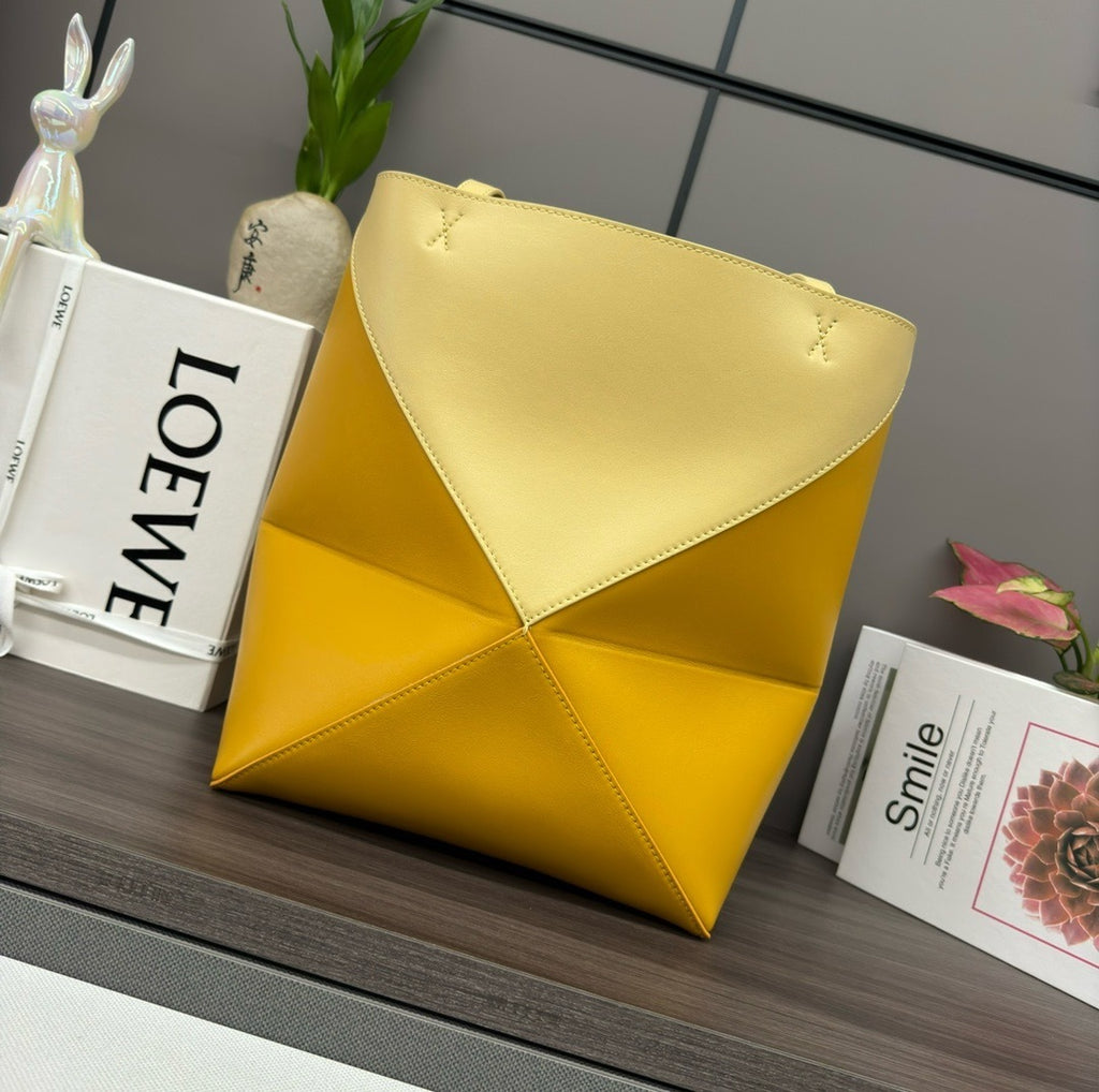 Glossy Leather Puzzle Fold Tote