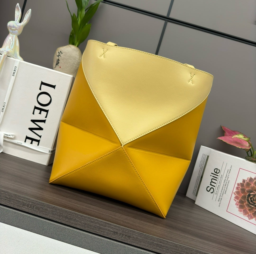 Glossy Leather Puzzle Fold Tote