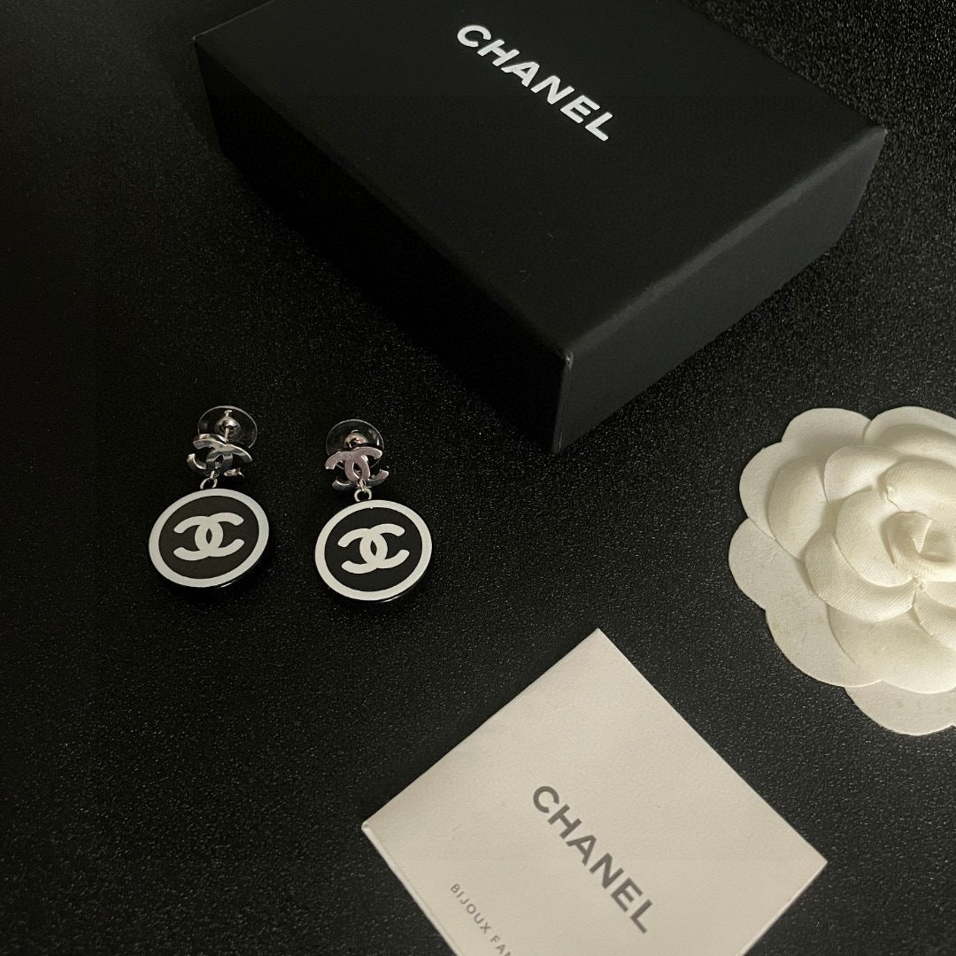 Logo Drop Earrings | Gold Tone