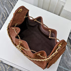 Quilted Hobo Bucket Bag — Vintage Black &amp; Gold