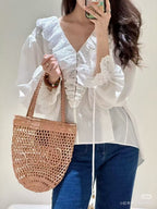 Handcrafted Raffia & Leather Tote  (Premium Quality)